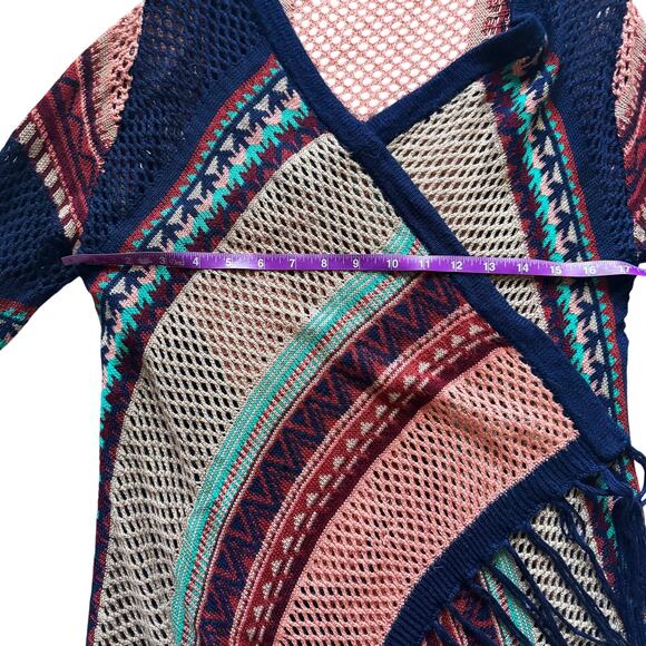 Say What open front Asymmetrical Cardigan Sweater Sz S Boho Western Aztec Knit - Picture 10 of 13